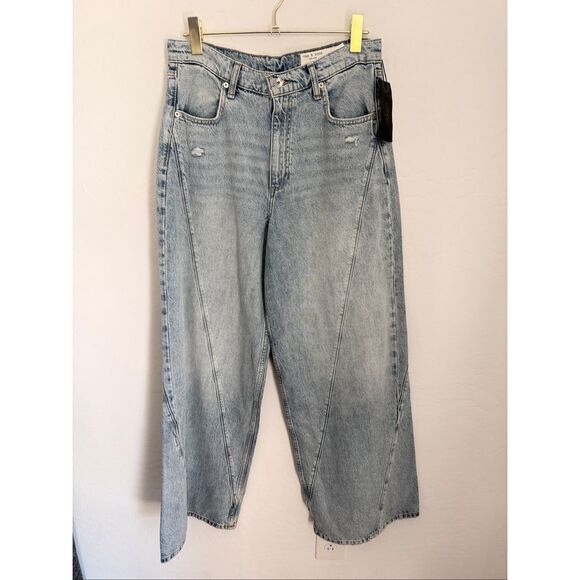 rag & bone Denim - RAG & BONE The Serena High Rise Splice Relaxed Paneled Fit Jeans Size 30 NWT